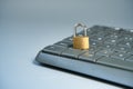 Closed padlock on a keyboard. Online shopping protection. Cybersecurity